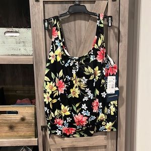 Shape Solver Separates Multi Floral Underwire Shirred Blouson Top,Size 10,NWT